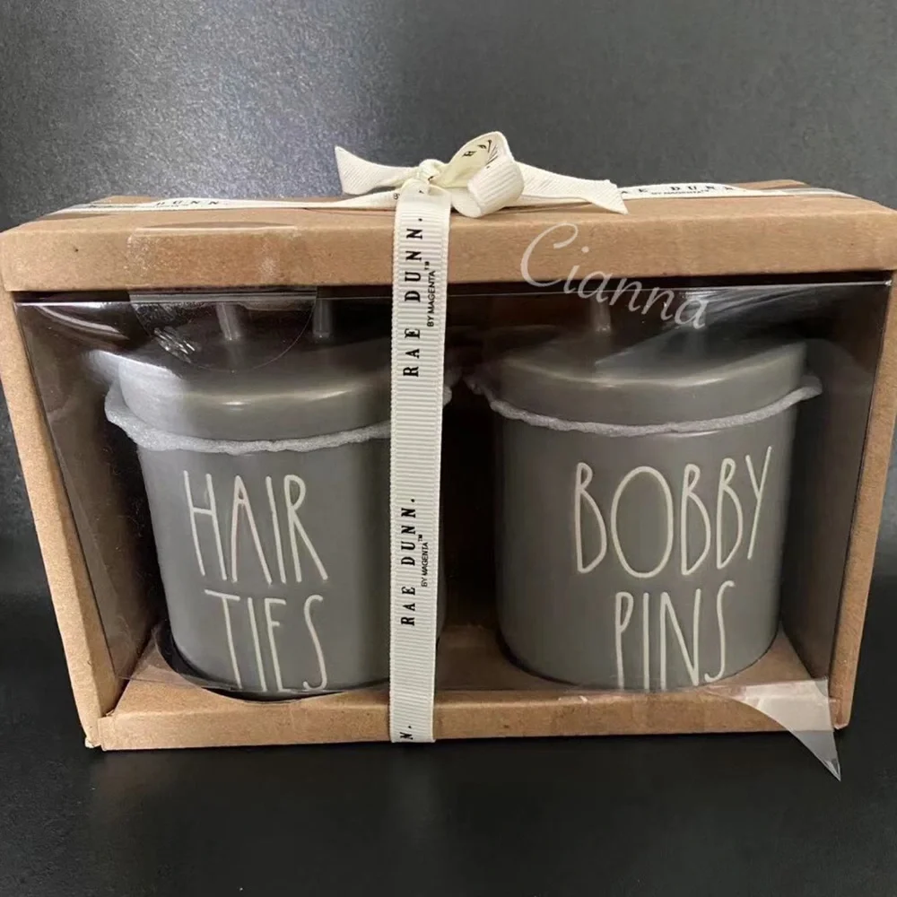 Rae Dunn Gray Hair Ties & Bobby Pins Set